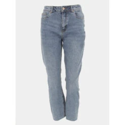 Vero Moda Jean Droit Bas Effilochés Brenda Bleu Femme - Véro Moda