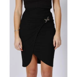 Jupe Droite Fendue Dalal Jewel Noir Femme - Guess