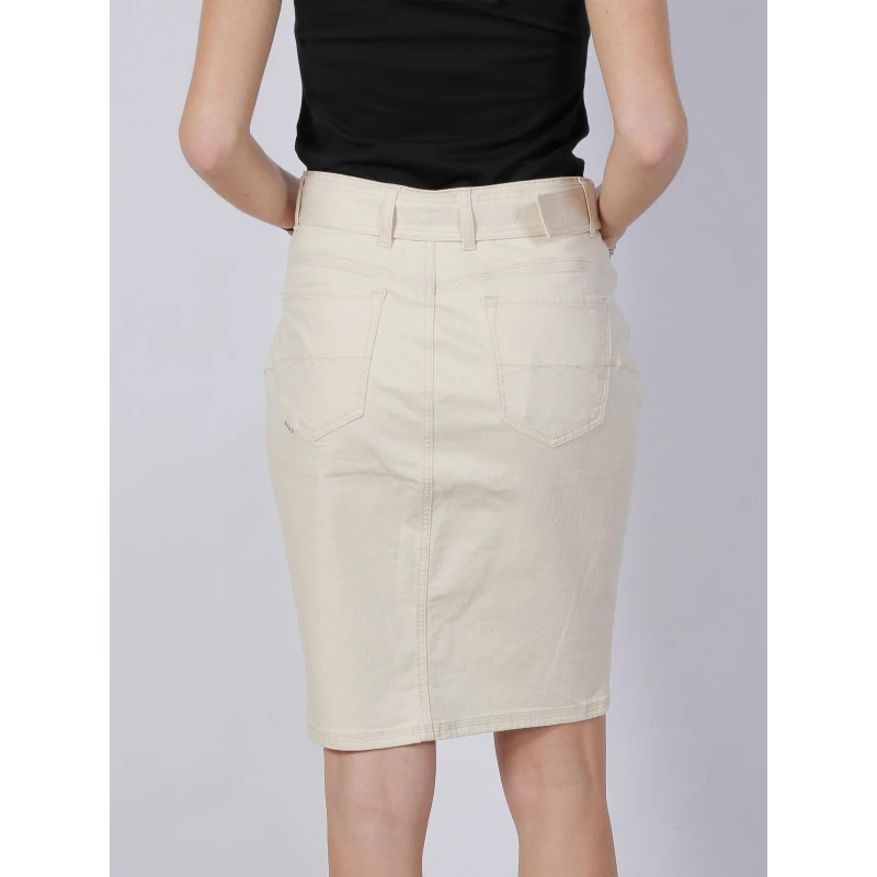 Jupe Droite Glamour Jean Push In Beige Femme - Salsa 4 Jupe Droite Glamour Jean Push In Beige Femme - Salsa – Image 2