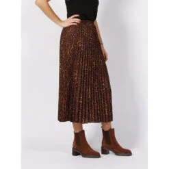 Jupe Midi Plissé Clark Léopard Marron Femme - La Petite Etoile -ONLY || Vero Moda Soldes Boutique jupe midi plisse clark leopard marron femme la petite etoile 2