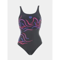 Maillot De Bain 1 Pièce Natation Rose Noir Femme - Arena