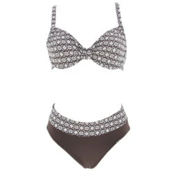 Maillot De Bain 2 Pièces Zig Zag Marron Femme - Grain De Sable