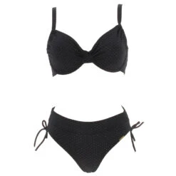 Maillot De Bain 2 Pièces Zig Zag Noir Femme - Grain De Sable