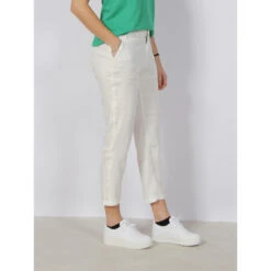Pantalon Chino Slim En Lin Blanc Femme - Salsa -ONLY || Vero Moda Soldes Boutique pantalon chino slim en lin blanc femme salsa 2