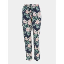 Pantalon Fluide à Fleurs Sylvie Bleu Marine Femme - Only
