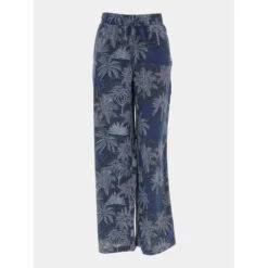 Pantalon Fluide Silia Tropical Bleu Marine Femme - Teddy Smith
