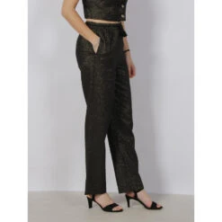 Pantalon Lin Large Pailleté Ryle Noir Vert Femme - Vero Moda -ONLY || Vero Moda Soldes Boutique pantalon lin large paillete ryle noir vert femme vero moda 2