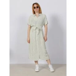 Robe Chemise Mi-longue Menny Vert Femme - Vero Moda