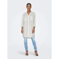 Robe Chemise Oversize Apeldoorn Blanc Femme - Only -ONLY || Vero Moda Soldes Boutique robe chemise oversize apeldoorn blanc femme only 2