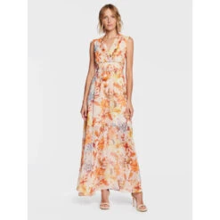 Robe Longue à Fleurs Gilda Orange Femme - Guess