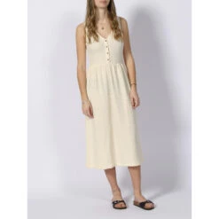 Robe Midi Aria Blanc Ivoire Femme - Deeluxe