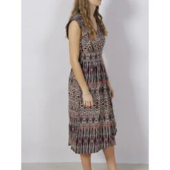 Robe Midi Fendue à Imprimés Irmah Noir Rouge Femme - Deeluxe -ONLY || Vero Moda Soldes Boutique robe midi fendue a imprimes irmah noir rouge femme deeluxe 2