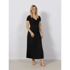 Robe Midi Plissée Erynn Noir Femme - Guess