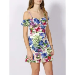 Robe Mini à Fleurs Alva Multicolore Femme - Guess