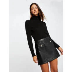 Robe Pull Jupe Simili Cuir 2 En 1 Noir Femme - Morgan -ONLY || Vero Moda Soldes Boutique robe pull jupe simili cuir 2 en 1 noir femme morgan 2