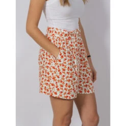 Short à Fleurs Rosie Blanc Orange Femme - Vero Moda 8 Short à Fleurs Rosie Blanc Orange Femme - Vero Moda -ONLY || Vero Moda Soldes Boutique short a fleurs rosie blanc orange femme vero moda 2