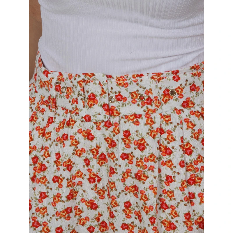 Short à Fleurs Rosie Blanc Orange Femme - Vero Moda 6 Short à Fleurs Rosie Blanc Orange Femme - Vero Moda – Image 4