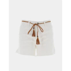 Short Avec Ceinture Lio Blanc Femme - Deeluxe