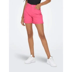 Short Mom Taille Haute Vega Rose Fuchsia Femme - Only -ONLY || Vero Moda Soldes Boutique short mom taille haute vega rose fuchsia femme only 2