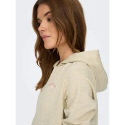 Sweat à Capuche Logo Brodé Shau Chiné Beige Femme - Only -ONLY || Vero Moda Soldes Boutique sweat a capuche logo brode shau chine beige femme only 3