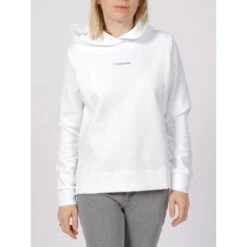 Sweat à Capuche Micro Logo Essential Blanc Femme - Calvin Klein