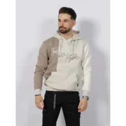 Sweat à Capuche Tricolore Marron Beige Blanc - Project X Paris