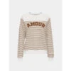 Sweat Rayé Shela Amour Blanc Marron Femme - Only -ONLY || Vero Moda Soldes Boutique sweat raye shela amour blanc marron femme only