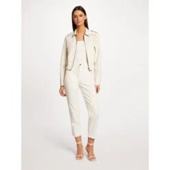 Veste Légère Suédine Crop Nuage Beige Femme - Morgan